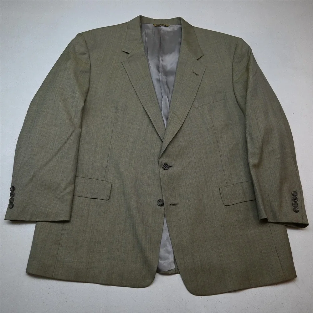 Vtg USA Hart Marx Gold Trumpeter 48R 42x32 Beige 100% Wool Jacket Pants Suit